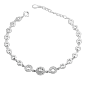 Lắc tay bạc họa tiết hình tròn đính đá - 248