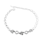 Lắc tay bạc hoa năm cánh đính đá hình tròn – 3736
