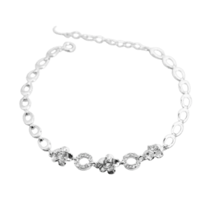 Lắc tay bạc hoa năm cánh đính đá hình tròn - 3736