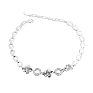Lắc tay bạc hoa năm cánh đính đá hình tròn - 3736
