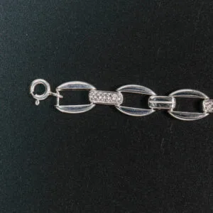 Lắc tay bạc S925 xích oval đính đá - 242