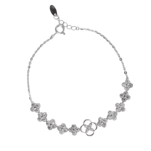 Lắc tay bạc xi hoa bốn cánh viền trơn thanh lịch - 3596