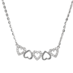 Dây chuyền bạc xi 5 tim xếp tạo hình cỏ 4lá – 3598 Dây chuyền bạc xi 5 tim xếp tạo hình cỏ 4lá – 3598