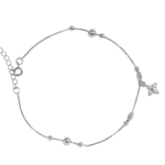 Lắc chân bạc xi mặt đá hoa 4 cánh và bi tròn thanh lịch – 3831