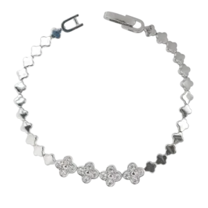 Lắc tay bạc xi hoa bốn cánh mix đá tinh tế - 3835