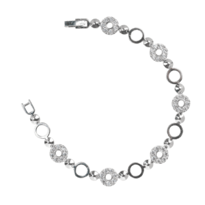 Lắc tay bạc xi họa tiết 6 mặt tròn đính đá - 3839
