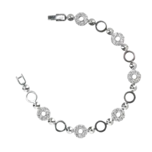 Lắc tay bạc xi họa tiết 6 mặt tròn đính đá - 3839