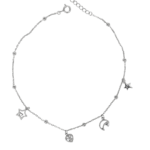 Lắc chân bạc xi họa tiết trái tim, trăng sao tinh tế – 3845 Lắc chân bạc xi họa tiết trái tim, trăng sao tinh tế – 3845
