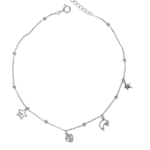 Lắc chân bạc xi họa tiết trái tim, trăng sao tinh tế – 3845 Lắc chân bạc xi họa tiết trái tim, trăng sao tinh tế – 3845