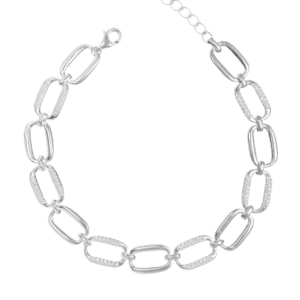 Lắc tay bạc S925 chữ nhật nối đá dăm - 3907
