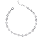 Lắc tay bạc S925 vòng đá tròn nối tim tinh tế – 3908